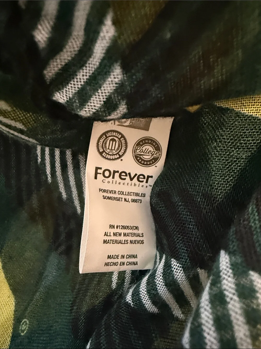 University of Oregon Green and Yellow Patterned Scarf